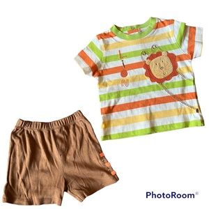 🟤ABSORBA: 12M boy lion short sleeve & short set, great condition🟤